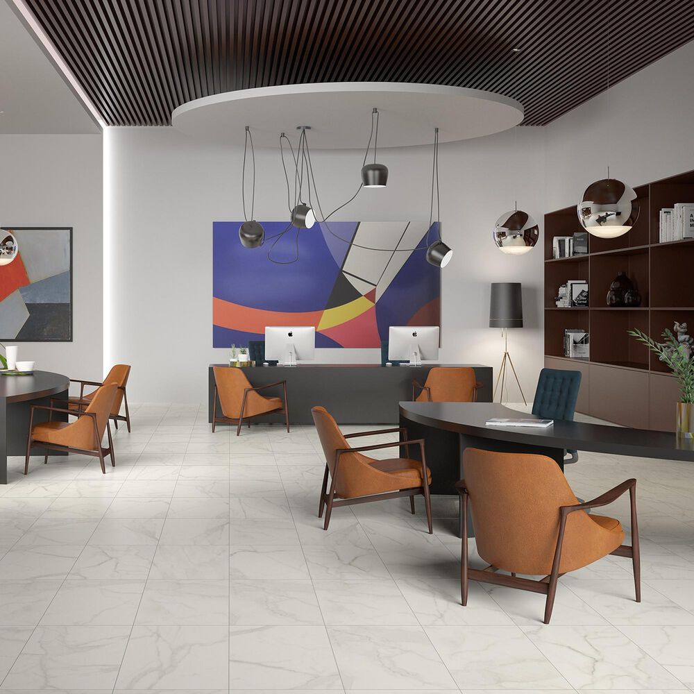 Interceramic Cortina Rectified Juno White 18" x 36" Polished Porcelain Tile, , large