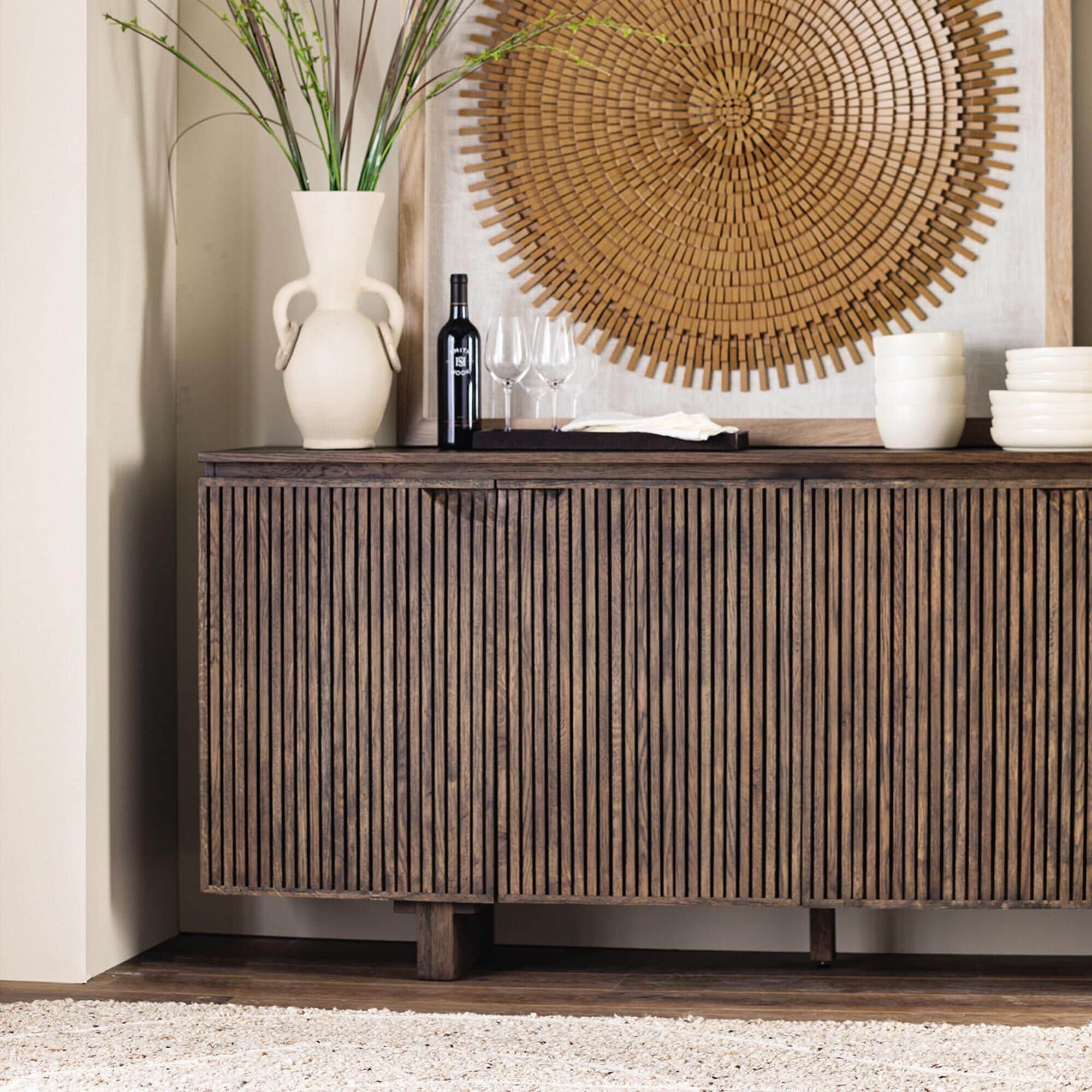 Classic Home Roya 4-Door Cabinet in Toasted Brown