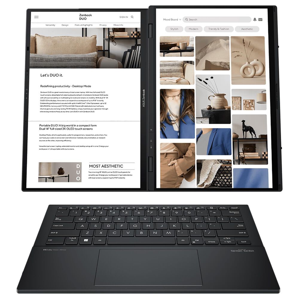 ASUS Zenbook Duo 14&quot; Laptop | Intel Core Ultra 7 Processor 155H - 16GB RAM - Intel Arc Graphics - 1TB SSD in Inkwell Grey, , large
