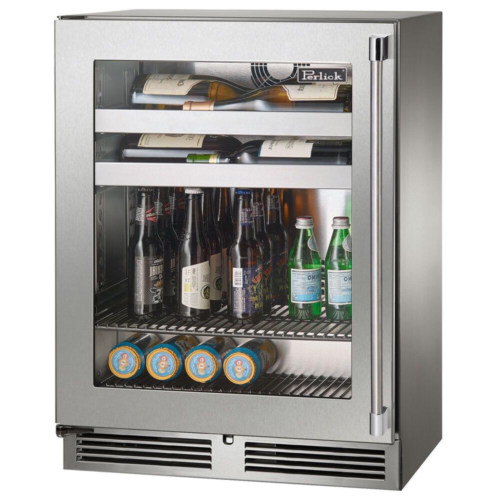 Perlick Signature Series 24" Indoor Beverage Center with Left Hinge Glass Door in Stainless Steel, , large