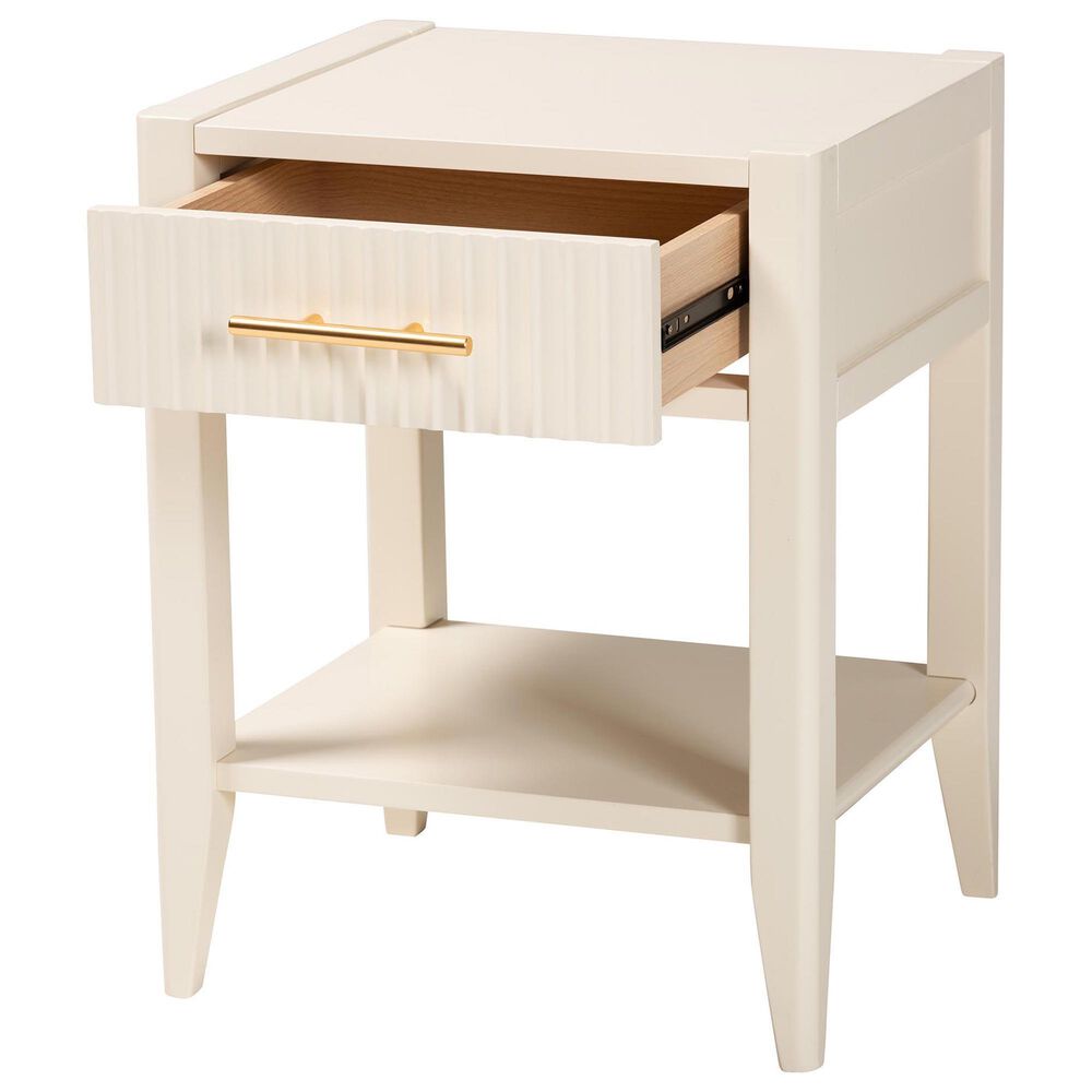 Baxton Studio Primrose 1-Drawer Nightstand in Ivory, , large