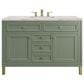 James Martin Vanities Chicago 48" Single Bathroom Vanity in Smokey Celadon with 3 cm Victorian Silver Quartz Top and Rectangular Sink, , large