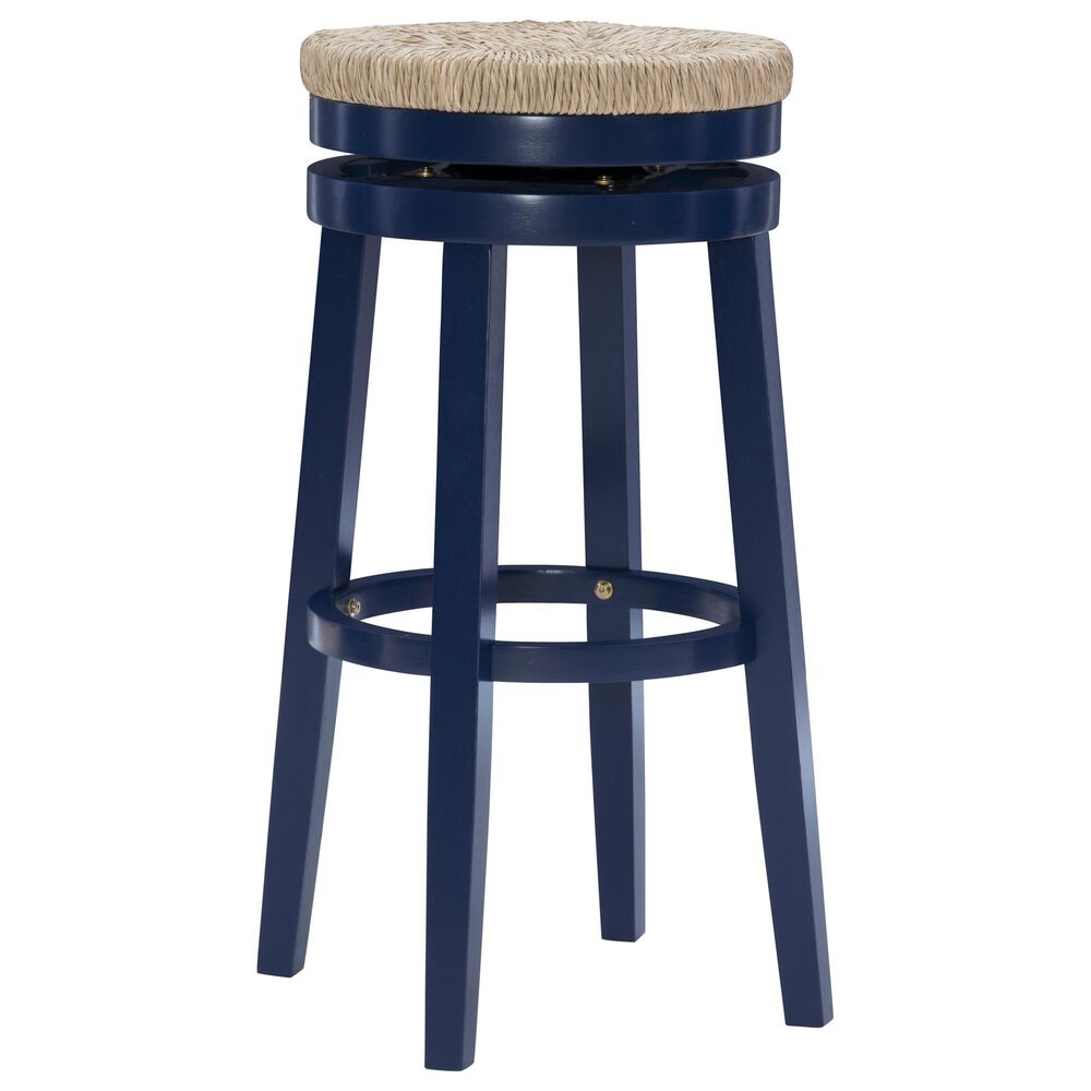Linon Home Decor Morgan Swivel Bar Stool in Navy Blue, , large