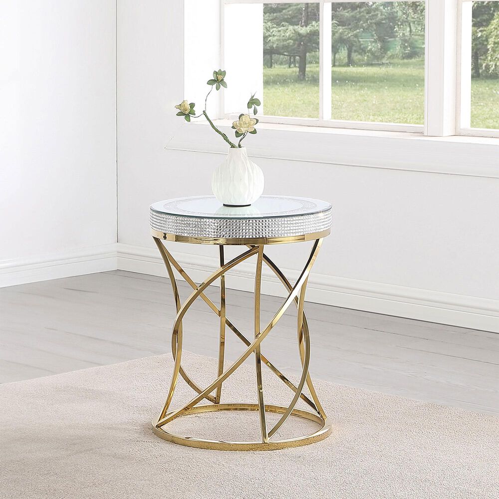 Pacific Landing Elise Round End Table in Silver and Gold, , large