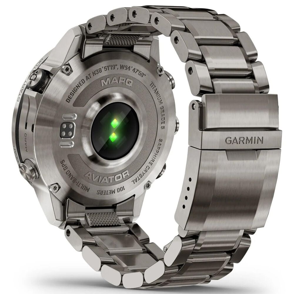 Garmin MARQ 2 Aviator AMOLED Smartwatch Grade 5 Titanium Bezel Case in Silver and Black, , large