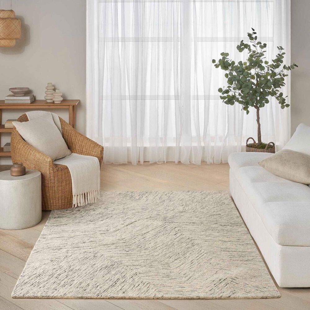 Nourison Pure Angles Grey 5&#39;3&quot; x 7&#39;3&quot; Area Rug, , large