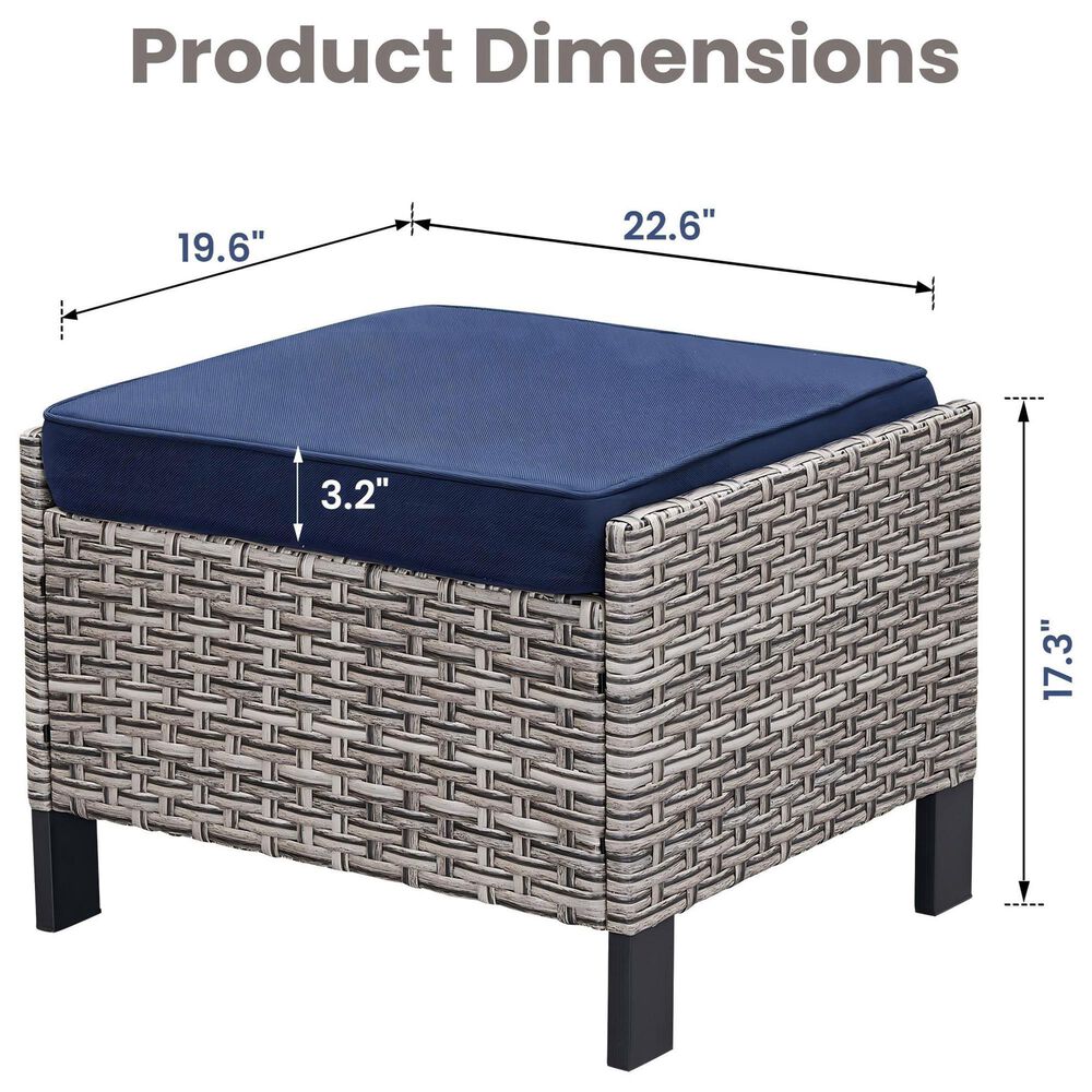 Sunwell Garden 5-Piece Patio Chat Set with Two Stationary Chairs in Navy, , large