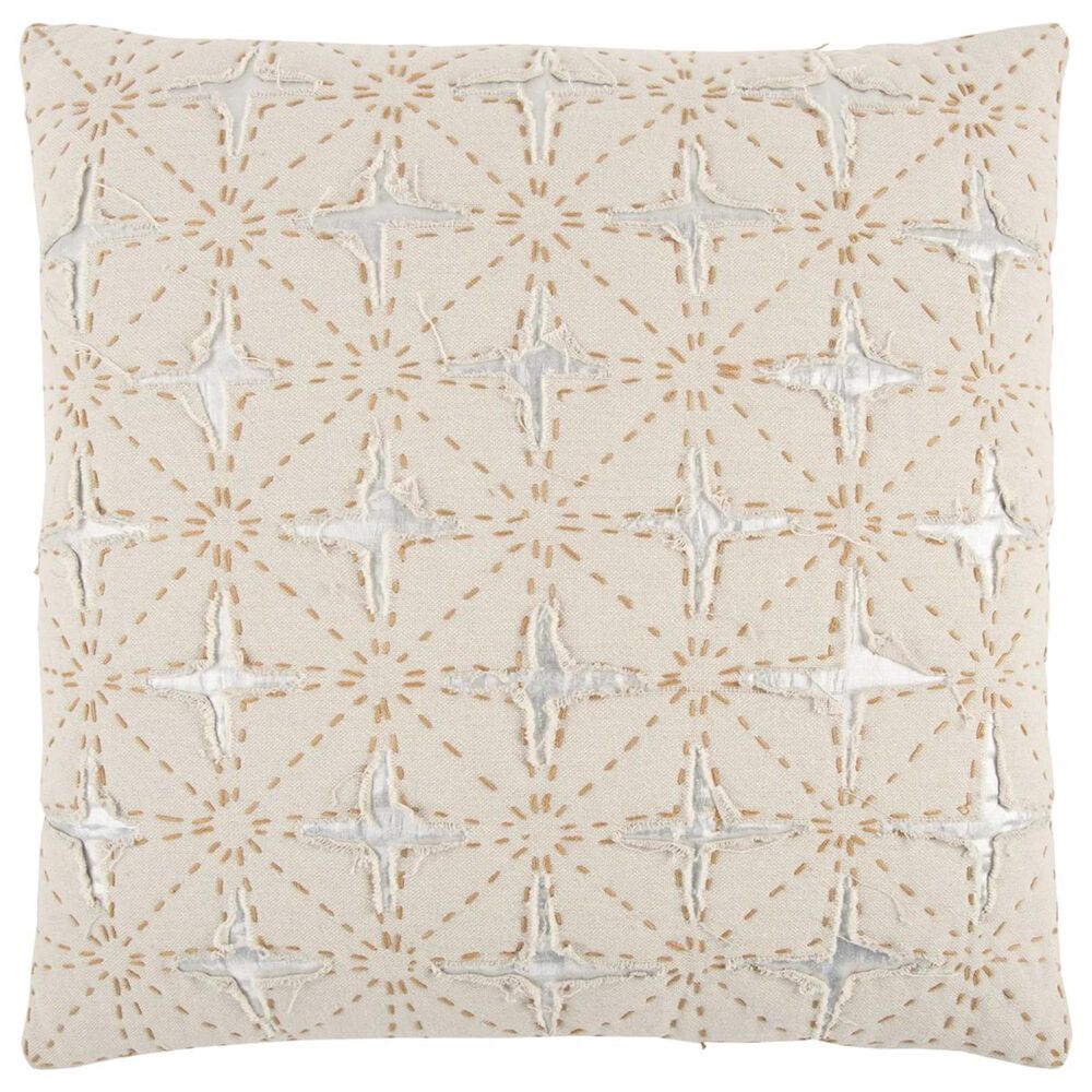 Rizzy Home 24" x 24" Poly-Fill Pillow in Beige with Silver, , large