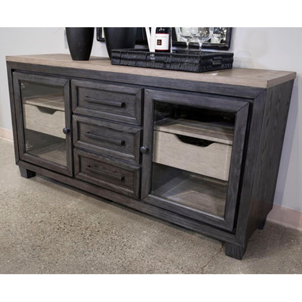 Signature Design by Ashley Foyland Dining Server in Brushed Black and Dusty Grayish Brown, , large