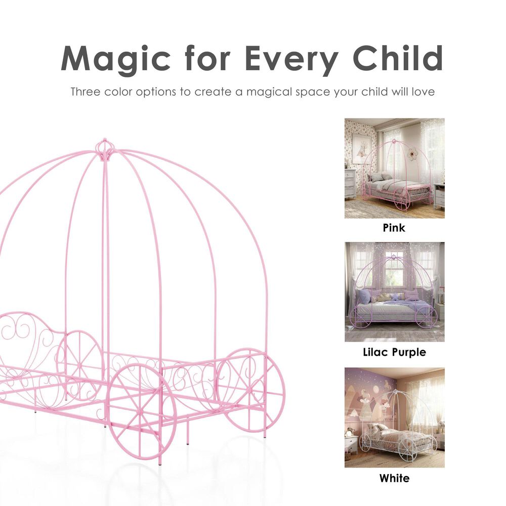 Furniture of America Carriage Twin Canopy Bed in Pink, , large