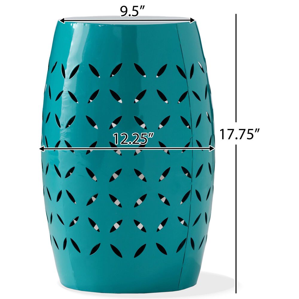 Hearth and Haven Lilac Outdoor Metal Side Table with Cylindrical Design in Teal, , large