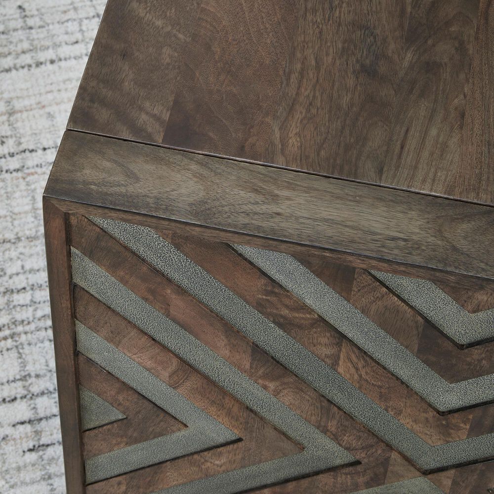 Ashley Dreggan Square End Table in Warm Walnut, , large