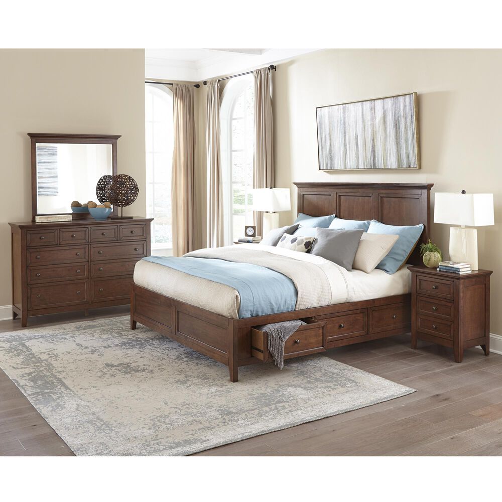 Hawthorne Furniture San Mateo 4 Piece Queen Storage Bedroom Set in Tuscan, , large