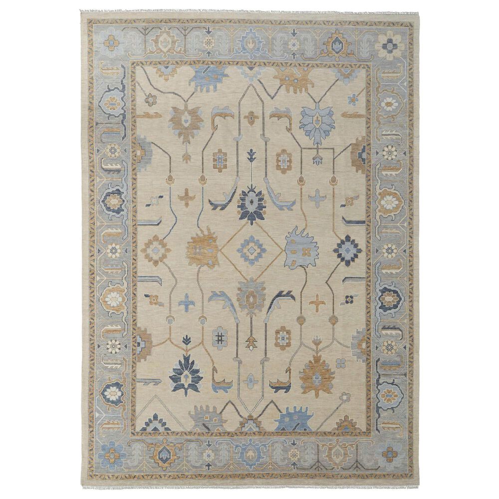 Feizy Karina 2" x 3" Ivory, Blue and Tan Area Rug, , large