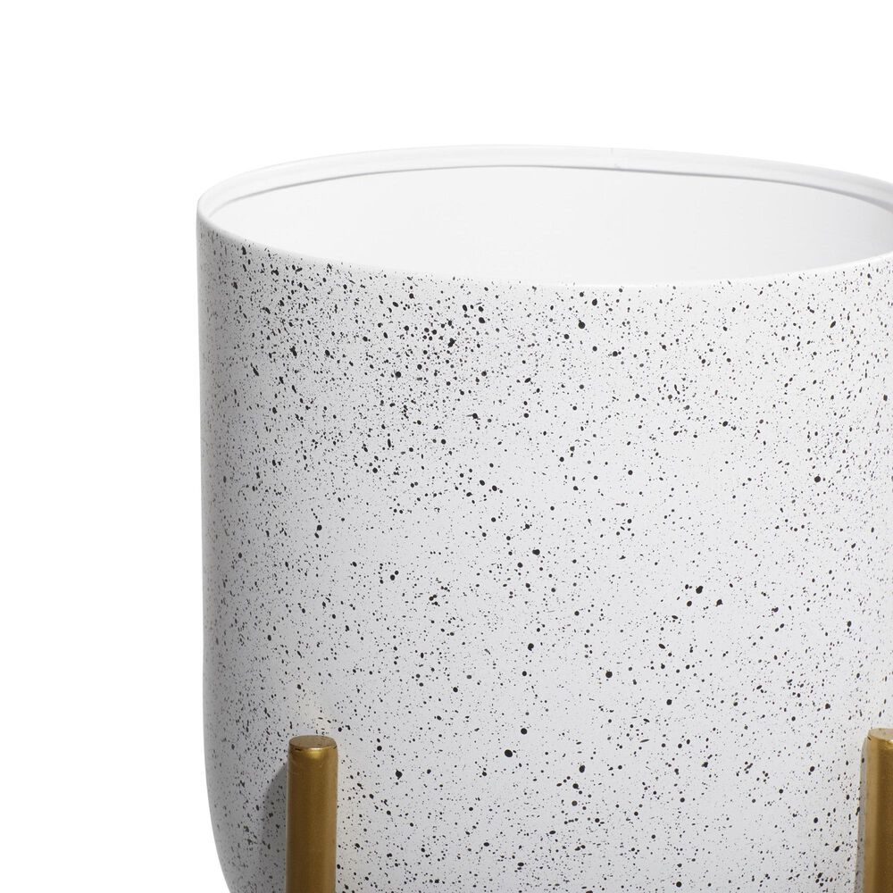 Maple and Jade Dome Speckled Planter with Removable Stand in Matte White, Black and Gold &#40;Set of 2&#41;, , large