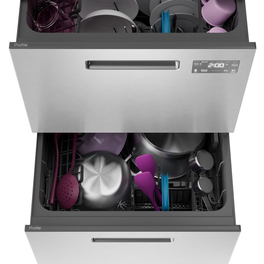 GE Profile 24&quot; Dishwasher Double Drawer in Stainless Steel, , large