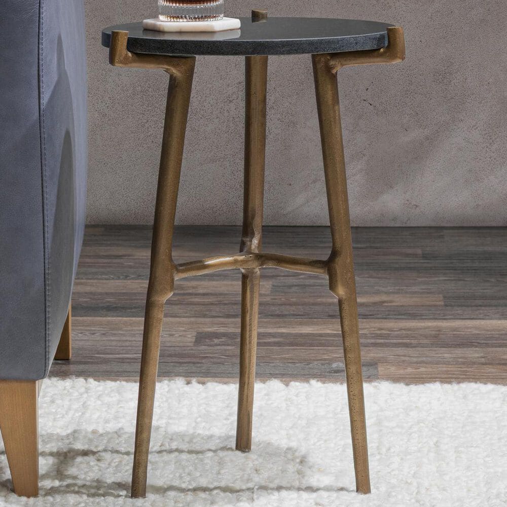 Classic Home Halley Accent Table in Black and Antique Gold, , large