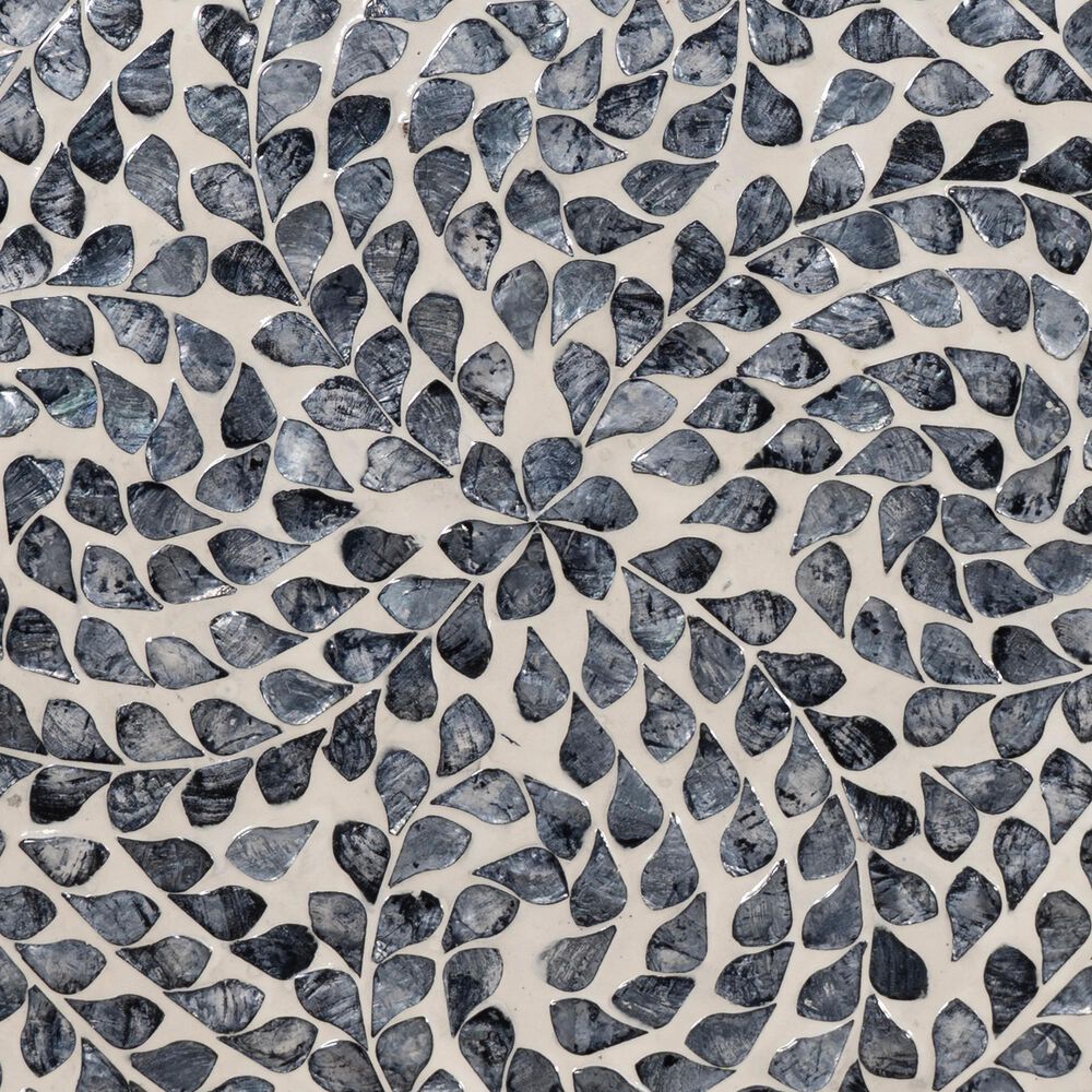 Linon Home Decor Padget Capiz Round Side Table in Black, , large