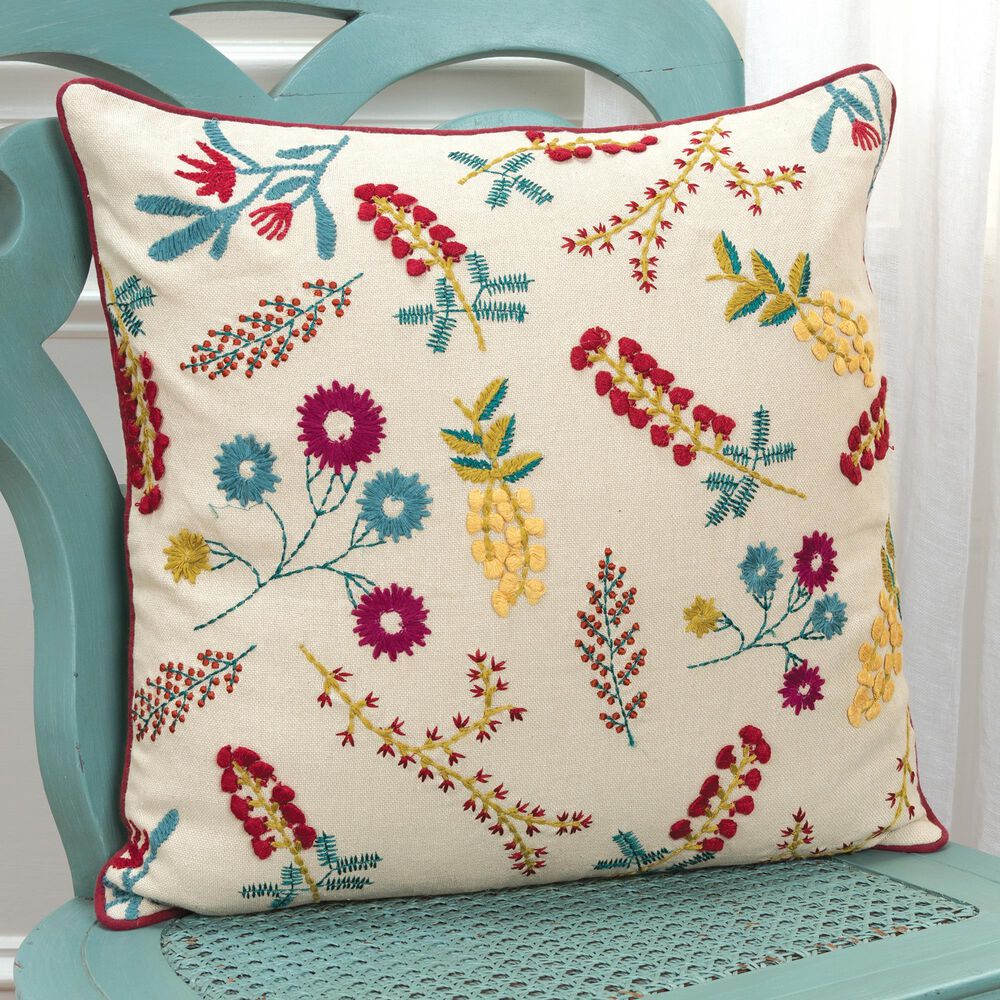 Rizzy Home Floral 20" Down Filled Pillow in Natural, , large