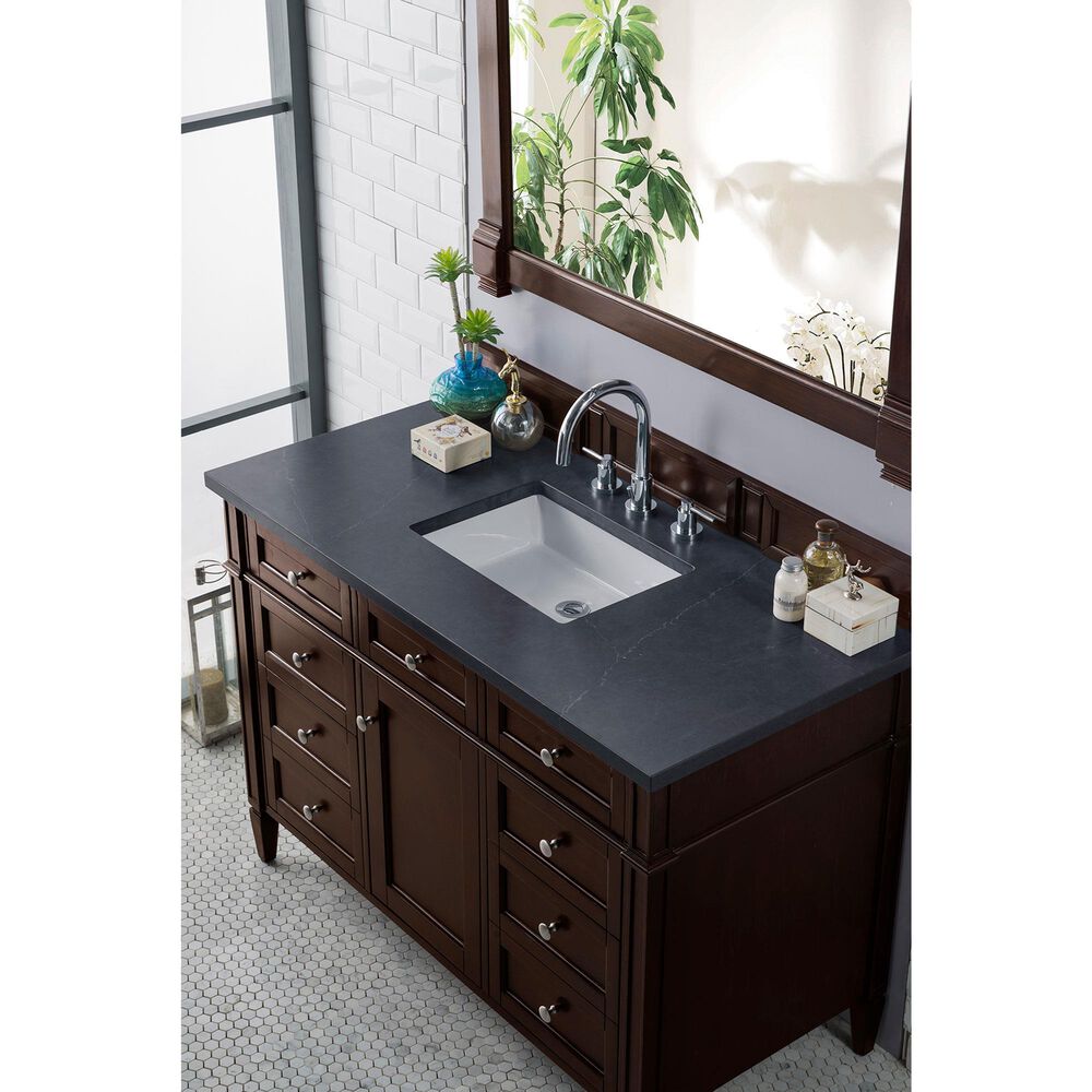 James Martin Vanities Brittany 48&quot; Single Bathroom Vanity in Burnished Mahogany with 3 cm Charcoal Soapstone Quartz Top and Rectangle Sink, , large