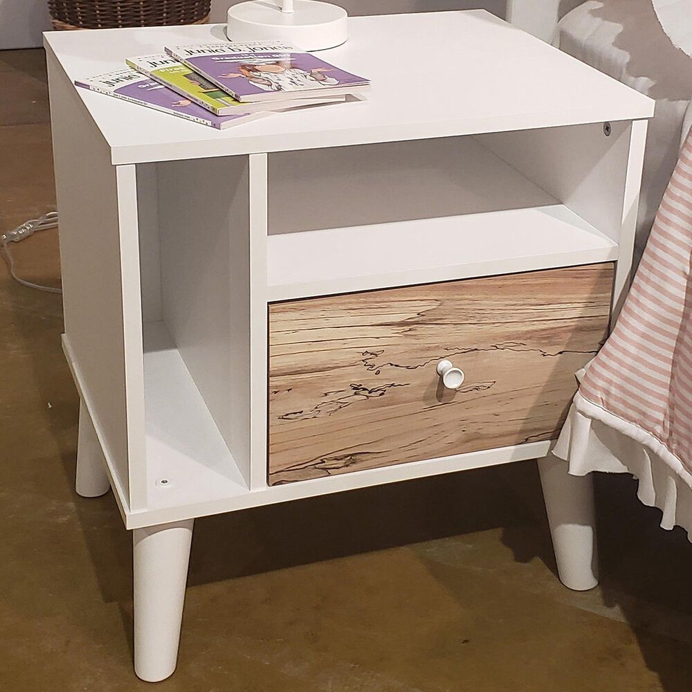 Signature Design by Ashley Piperton 1 Drawer Nightstand in Matte White and Sugarberry, , large