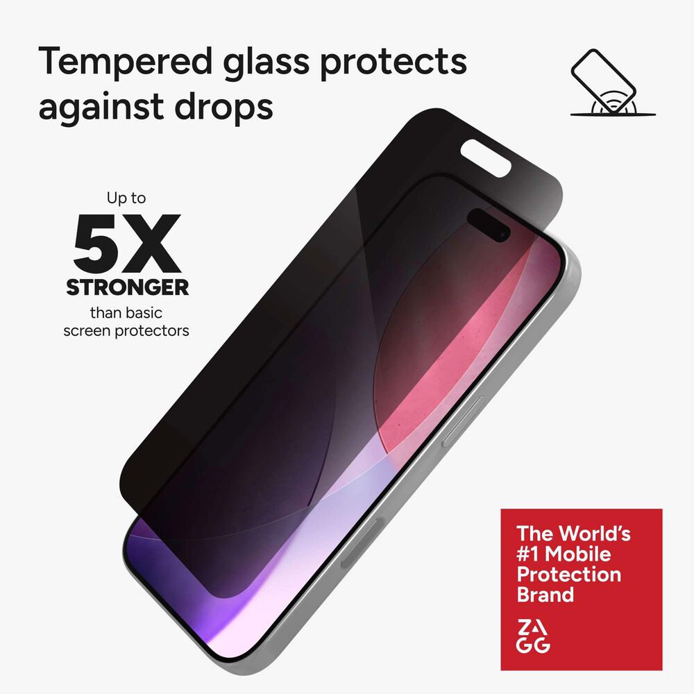 Zagg Zagg - Invisibleshield Xtr Privacy Glass Screen Protector For Apple 2025 Iphone 6.3 Pro - Clear, , large
