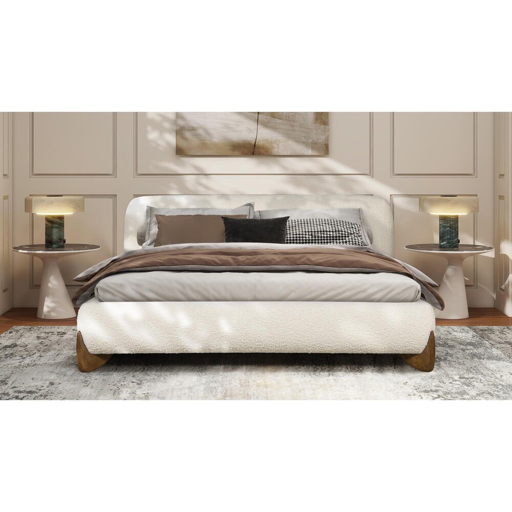 Jennifer Taylor Home Alpine Puffy Modern Queen Platform Bed in Ivory White, , large