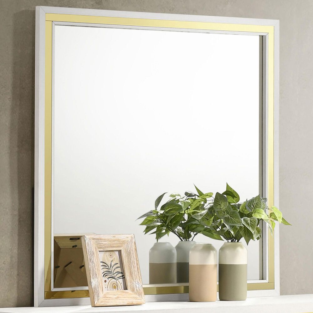 Pacific Landing Lucia Dresser Mirror in Bright White and Gleaming Gold, , large