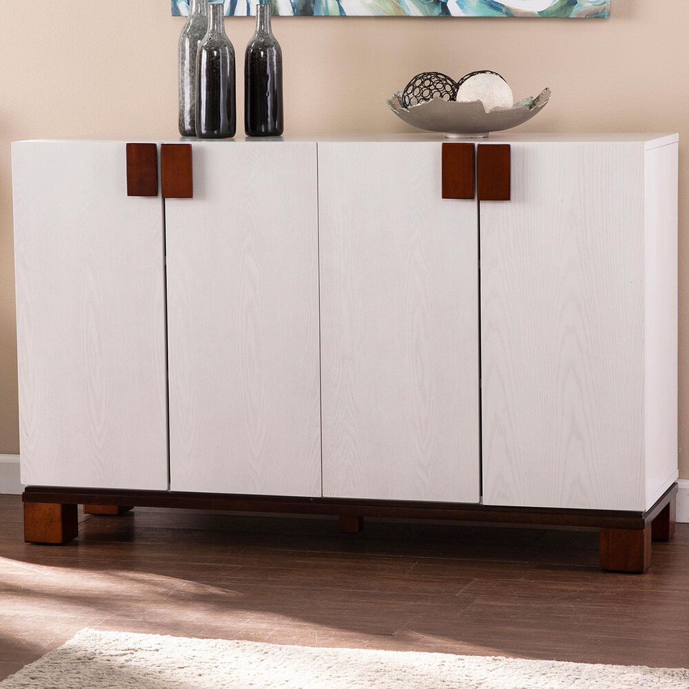 Southern Enterprises Surbiton 4-Door Storage Cabinet in Whitewashed, , large