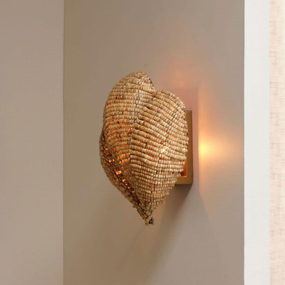 Jamie Young Direct Ship Elmont 1-Light Wood Beaded Wall Sconce in Natural, , large