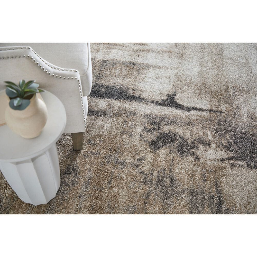 Feizy Richmond Gray and Brown 6&#39;7&quot; x 9&#39;6&quot; Area Rug, , large