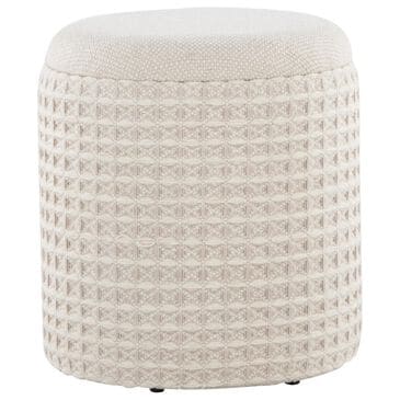 LumiSource Tahoe 18" Waffle Storage Ottoman in Ivory, , large
