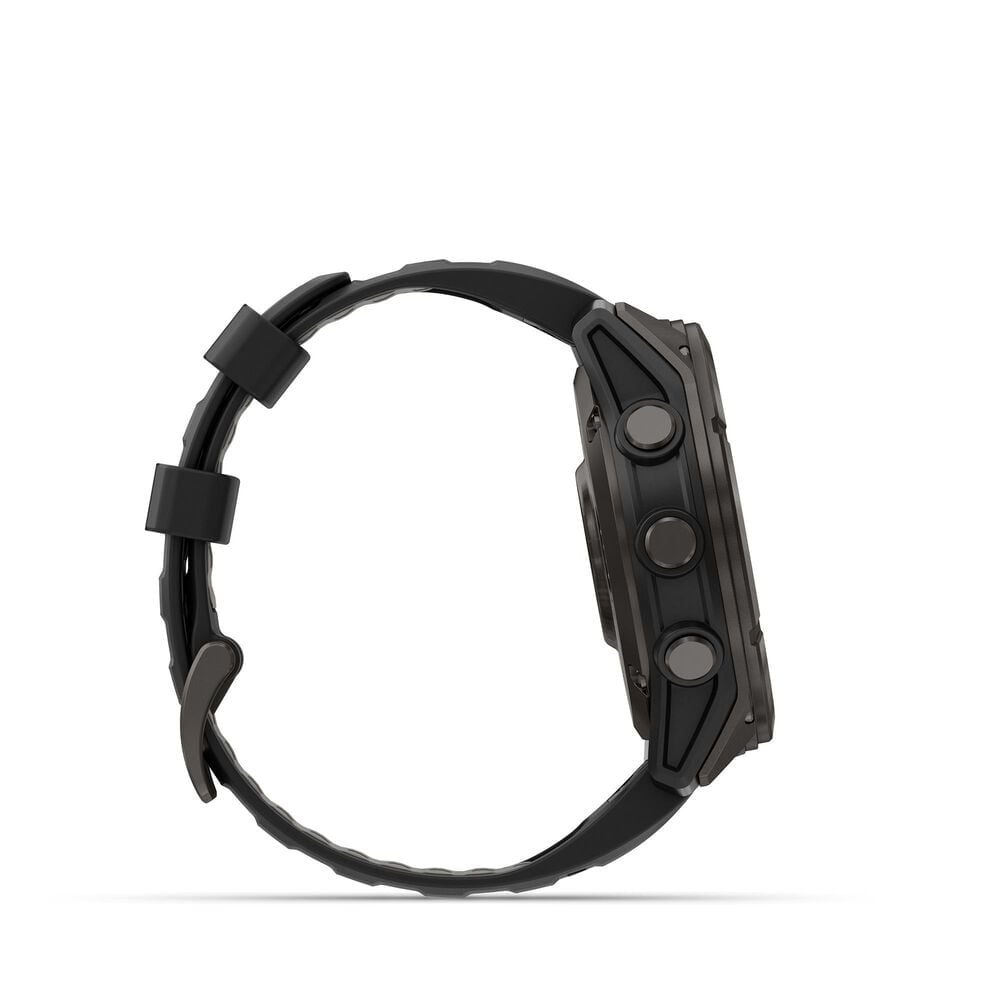 Garmin Fenix 8 Pro Sapphire AMOLED Smartwatch 51mm Carbon Gray DLC Titanium Case with Black and Pebble Gray Silicone Band, , large
