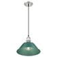 Golden Lighting Orwell 1-Light Medium Pendant with Pine Green Shade in Pewter, , large
