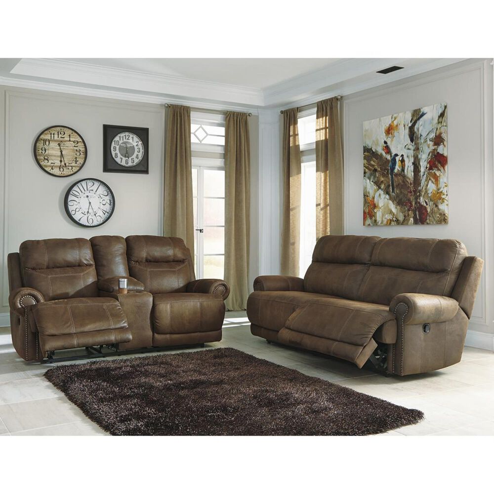 Signature Design by Ashley Austere Power Reclining Sofa and Loveseat in Brown, , large