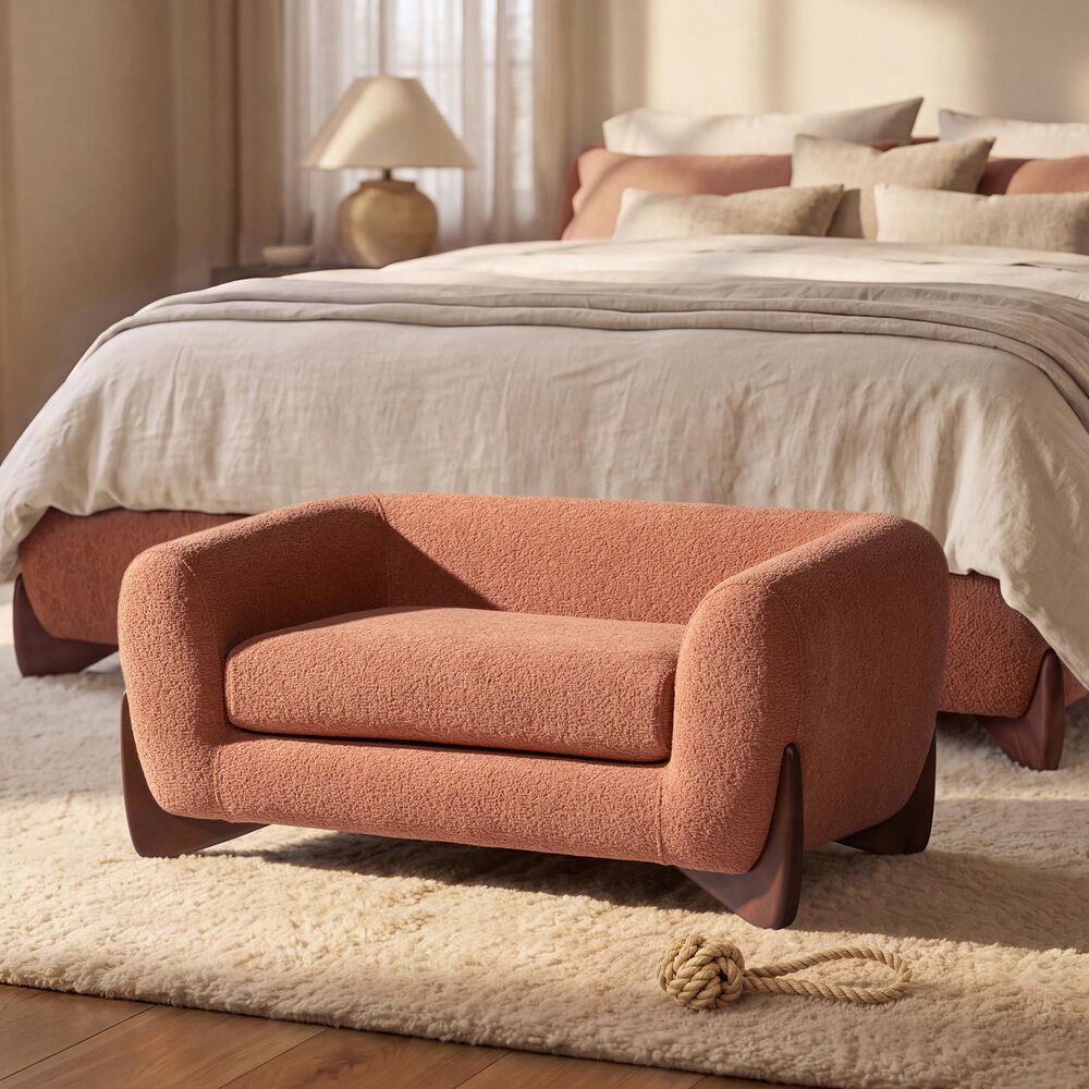 Jennifer Taylor Home Louie Alpine 36.5" Medium Sherpa Dog Sofa Bed in Spice Orange, , large
