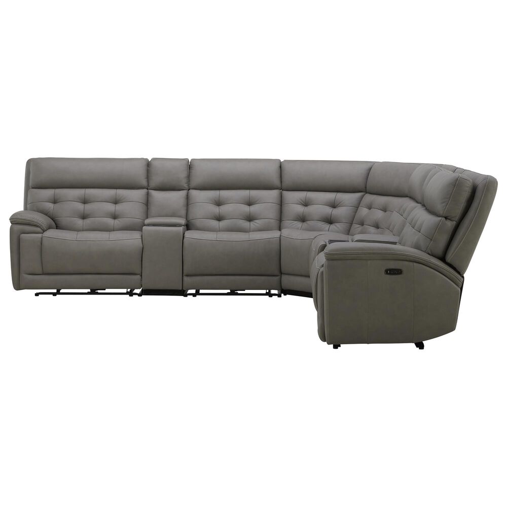 Interlochen 6-Piece Leather Power Reclining Sectional in Aline Light Gray, , large