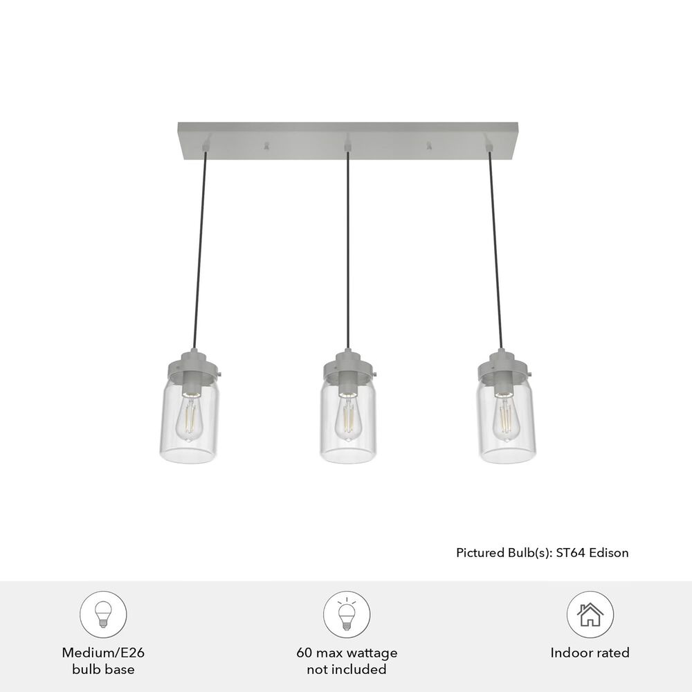 Hunter Devon Park 3-Light Linear Cluster in Brushed Nickel, , large
