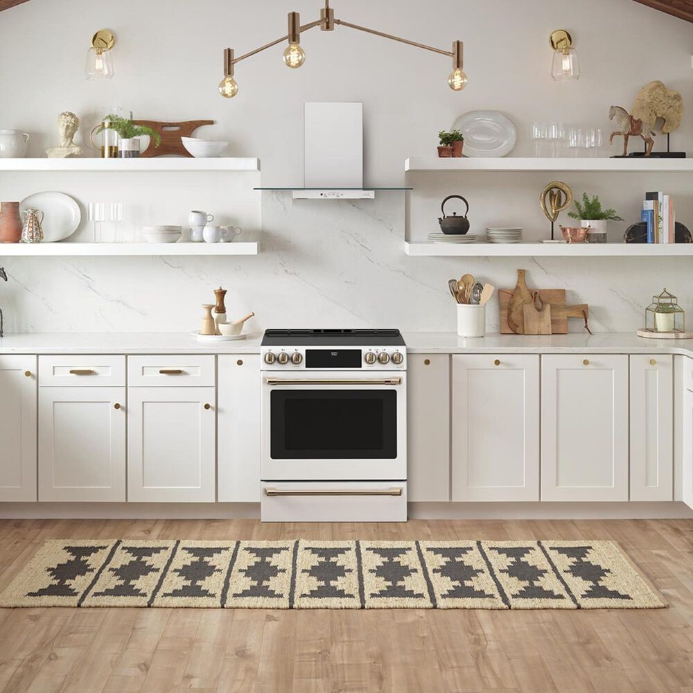 Cafe 30" Slide-In Front Control Induction and Convection Range in Matte White, , large
