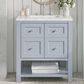 James Martin Vanities Breckenridge 30" Single Bathroom Vanity in Serenity Blue with 3 cm Ethereal Noctis Quartz Top and Rectangular Sink, , large