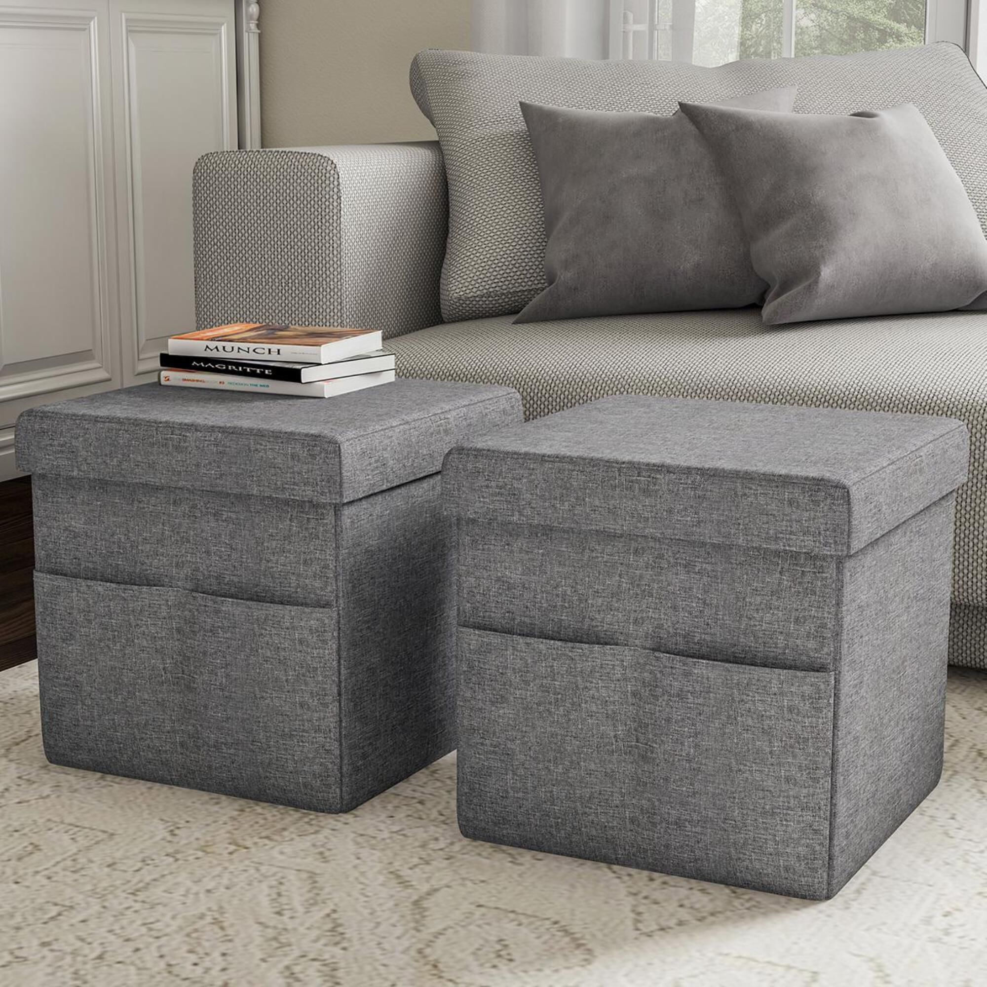 Charcoal cheap storage ottoman