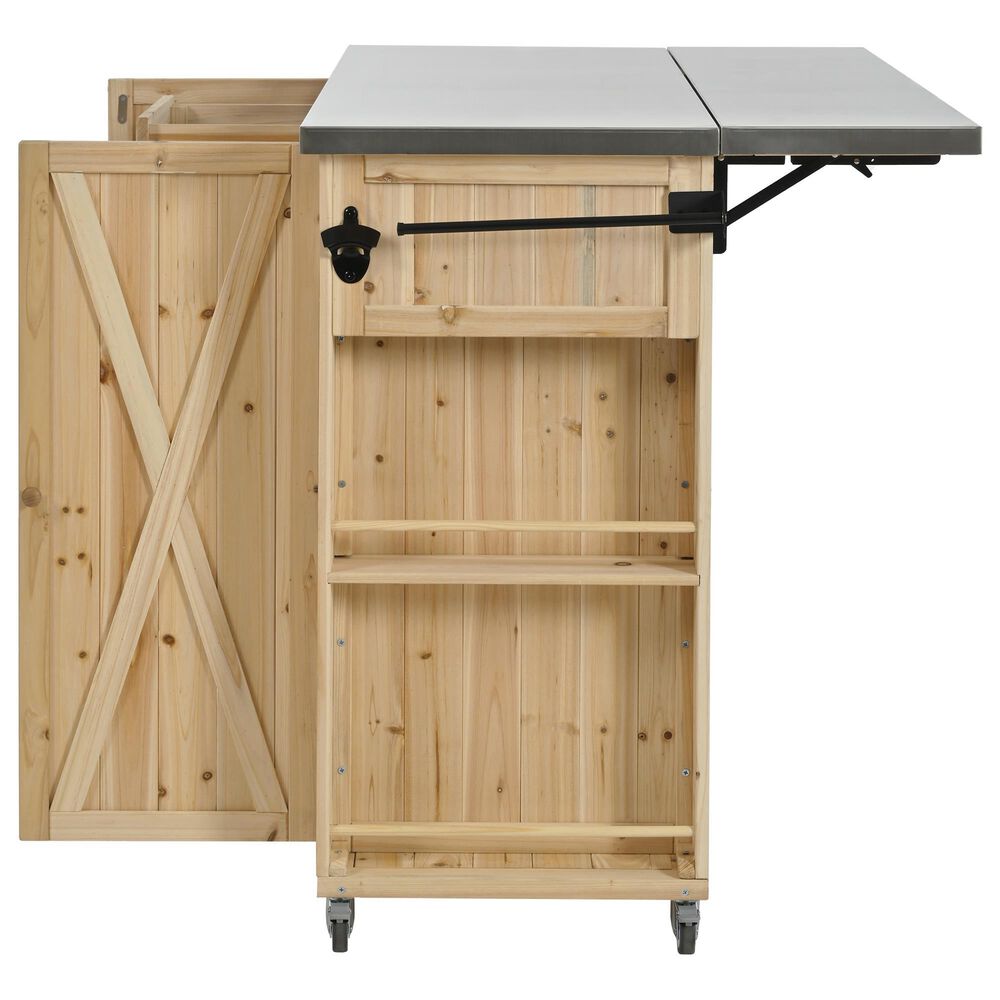 Hearth and Haven Outdoor Kitchen Island with Stainless Steel Top in Natural, , large