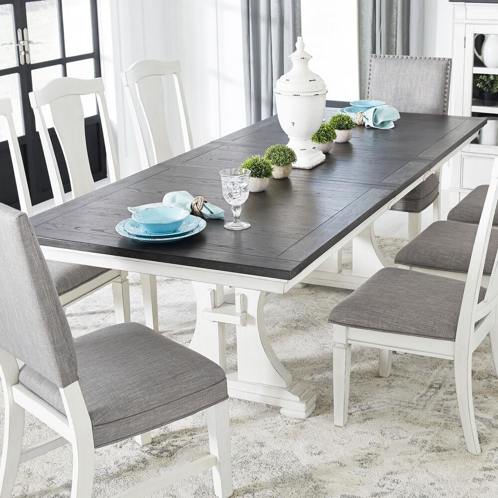 Signature Design by Ashley Nashbryn Extension Dining Table in Whitewash and Dark Brown, , large