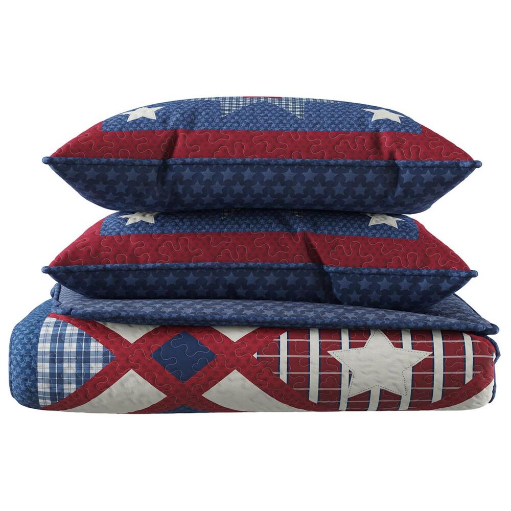Timberlake Lavish Home 3-Piece Full/Queen Homestead Quilt Set in Red, White, Blue, , large
