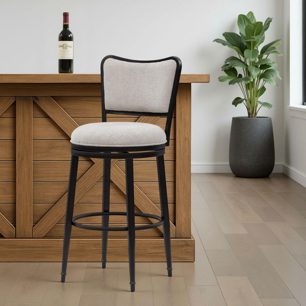 Armen Living Baxter Swivel Bar Height Stool in Cream, , large
