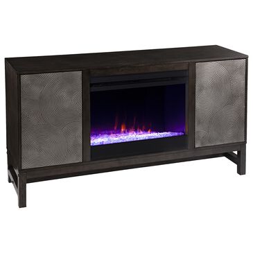 Southern Enterprises Lannington Color Changing 54" Fireplace in Brown and Antique Silver, , large