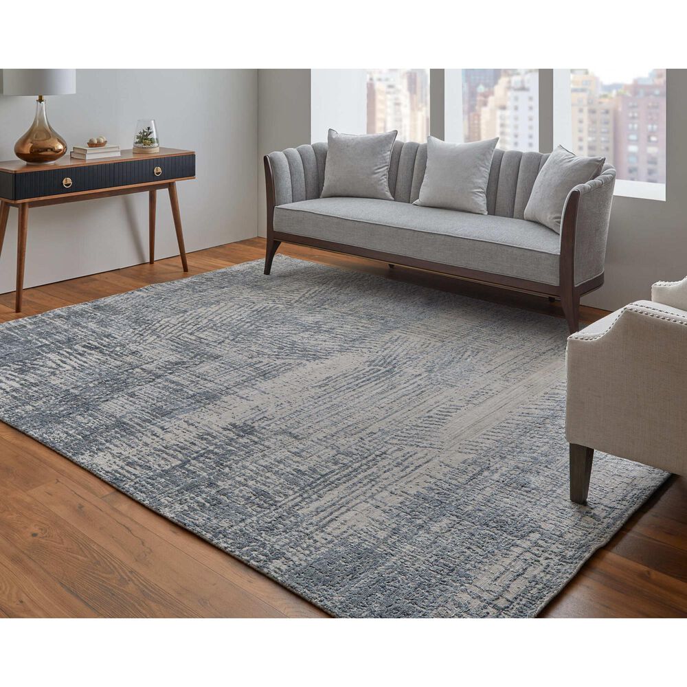 Feizy Eastfield Abstract 3&#39; x 5&#39; Blue and Beige Area Rug, , large