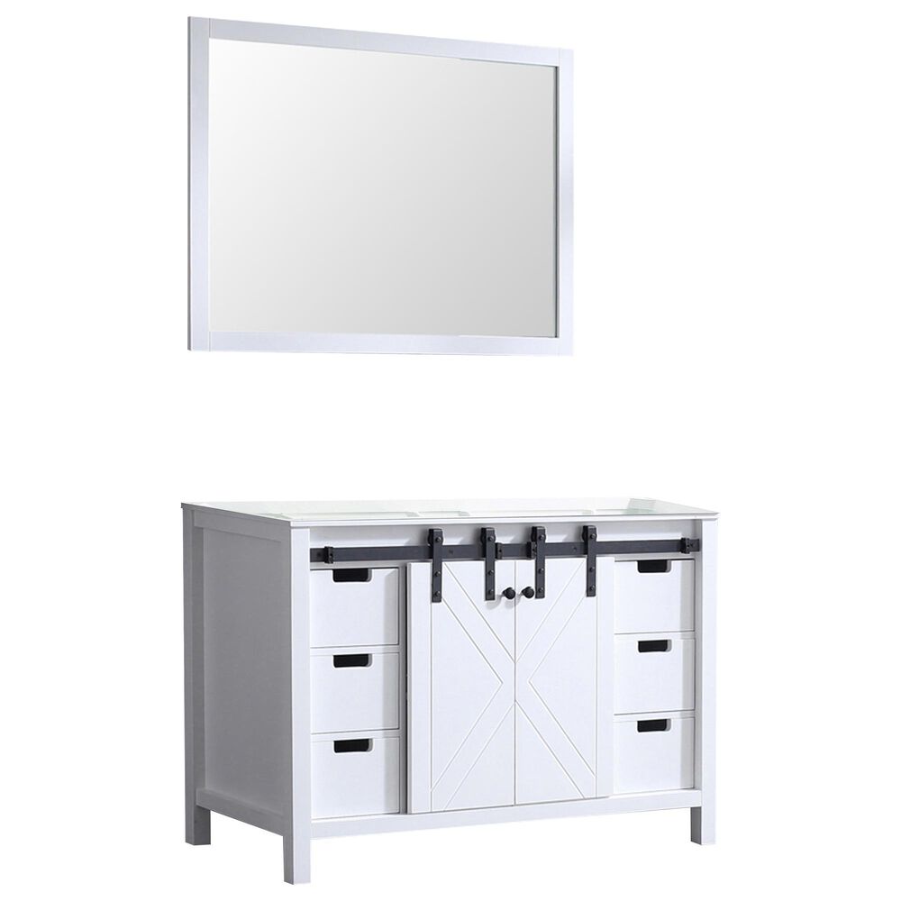 Lexora Home Marsyas 48" Single Bathroom Vanity and Mirror in White, , large