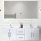Lexora Home Geneva 60" Double Bathroom Vanity in Dark Grey with 2 cm White Cultured Marble Top, Rectangular Sinks and 60" LED Mirror, , large