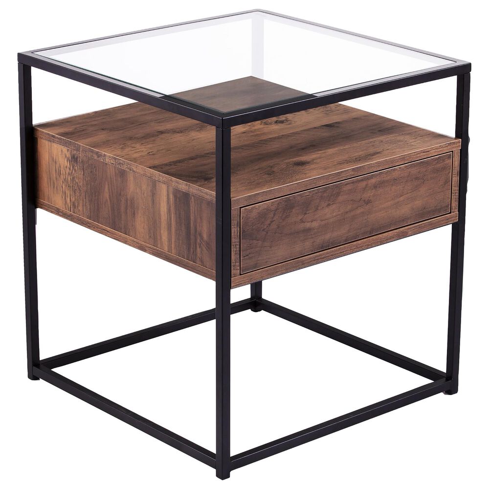 Southern Enterprises Olivern End Table in Black and Natural, , large